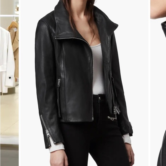 All Saints Black Leather Jacket - Picture 2 of 9
